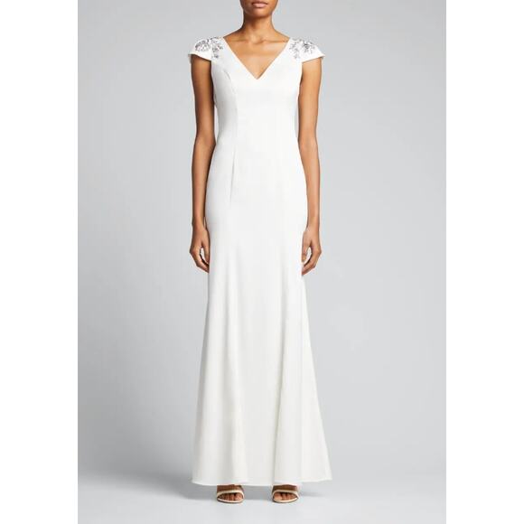 Share Marchesa Notte White Cap Sleeve Dress Gown Size 6 NEW - Picture 4 of 12